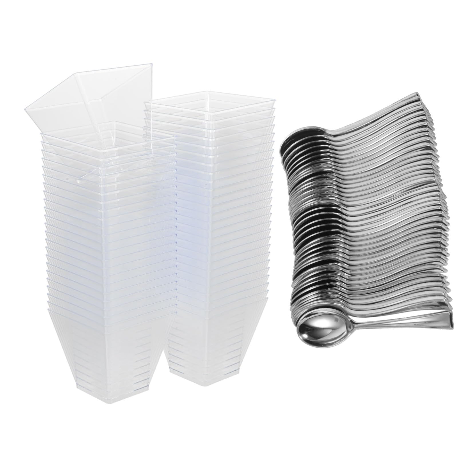 HOLIDYOYO 20pcs Small Square Mousse Dessert Cup Trifle Bowl Square Dessert Cup Dessert Tumbler Cup Multi-function Dessert Cup Pudding Cups Dessert Cups Replaceable Tiramisu Cup Transparent