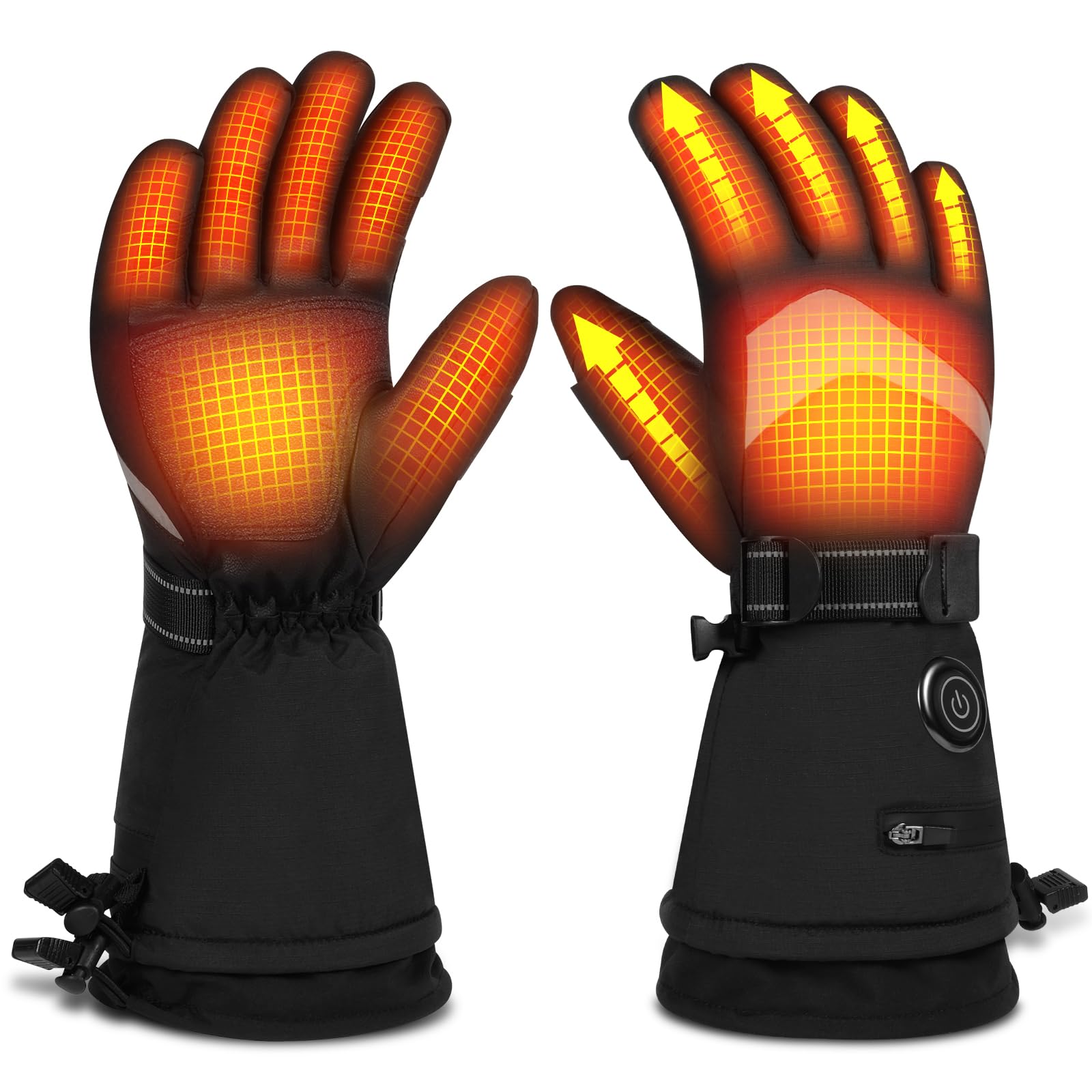 Aotomee Heated Gloves for Men Women Rechargeable, 3000mAh Battery Up to 10 Hours, 10S Fast Heating, Full-Finger Warmth & 3 Heat Settings, Windrproof&Waterproof