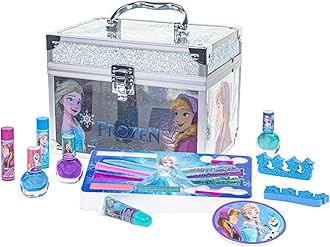 Disney Frozen Train Case Makeup Set for Kids | Makeup Kit Includes Lip Gloss, Nail Polish, Accessories & more | Gifts for Ages 3+ by Townley Girl