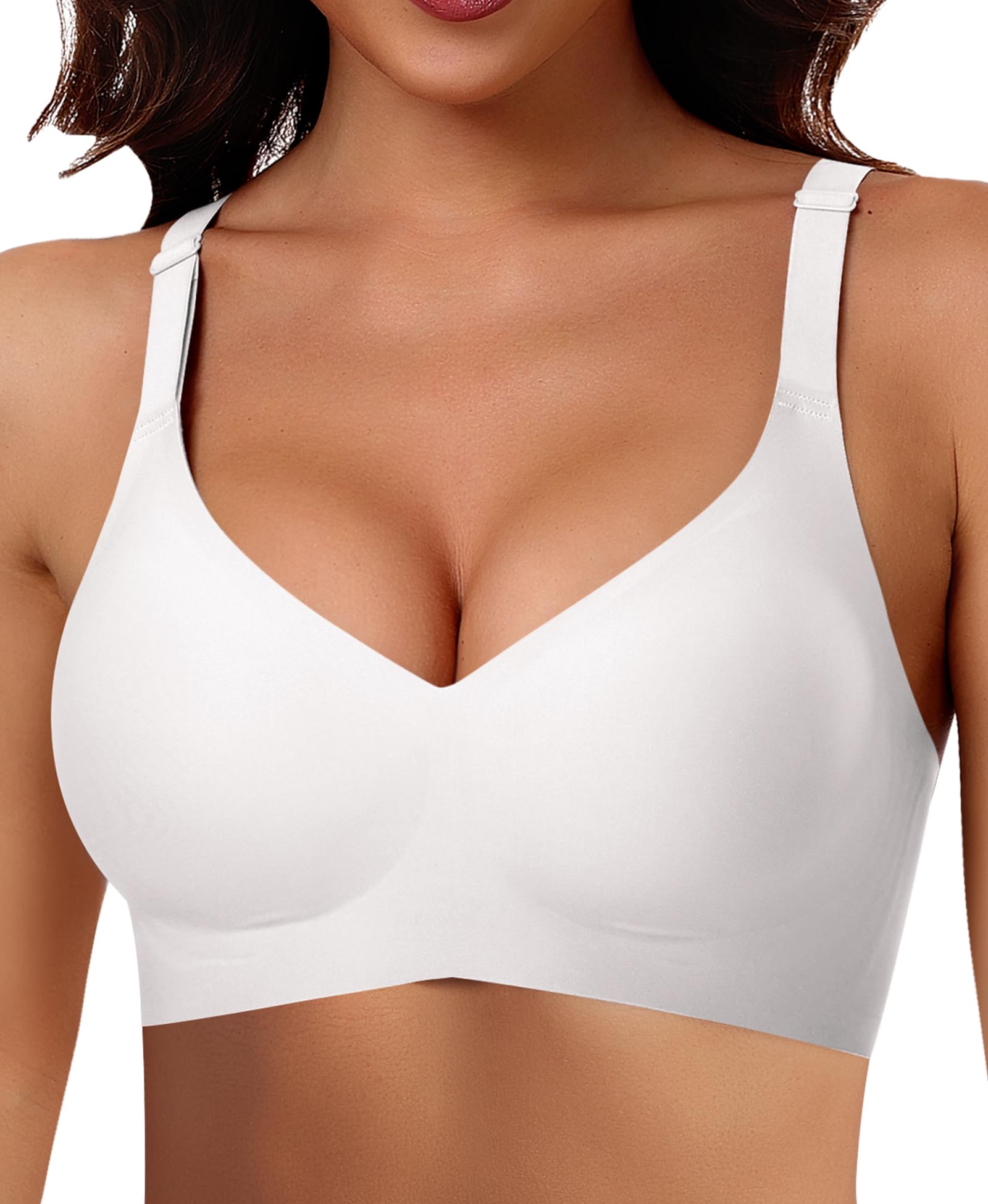 Ganado Damen BH Ohne Bügel Nahtloser BH Bequeme Weiche Glatte BHS Bügellose BHS Tiefem V-Ausschnitt Bralette Soft Bra Bustier