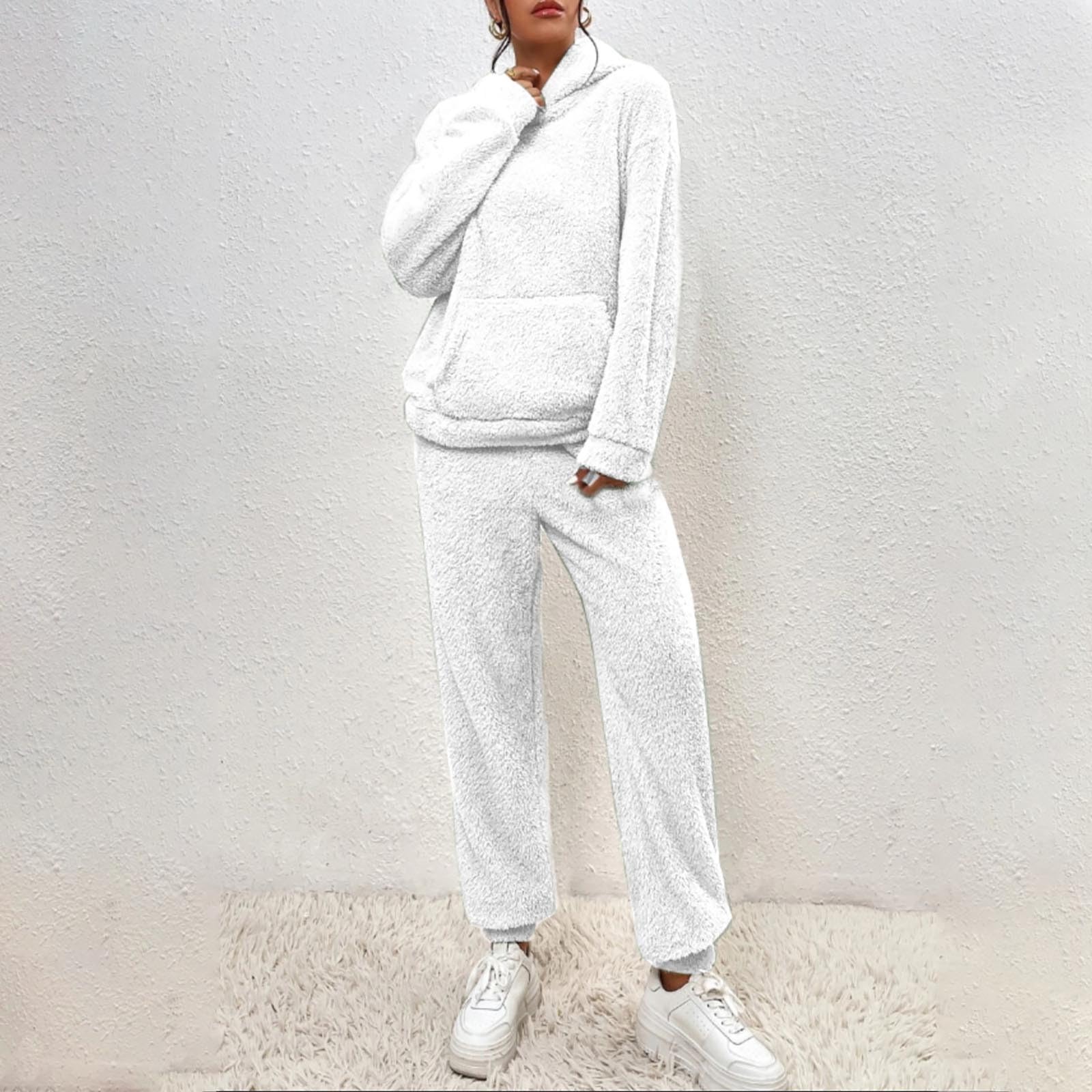 Pyjama für Damen, Winter, Fleece, V-Ausschnitt, Pyjama, Flanell, Nachtwäsche, Langarm, Pijamas, Weihnachtsgeschenk