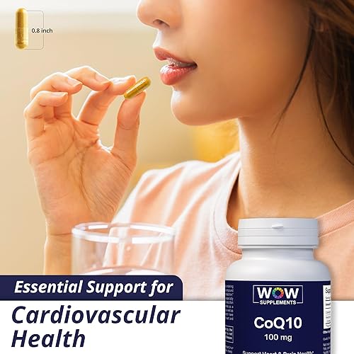 Miniatura 7 de WOW Supplements CoQ10 100 mg con baya de espino - Alta absorción CoQ10 100mg para producción de energía, salud cardíaca y celular - Sin OMG,