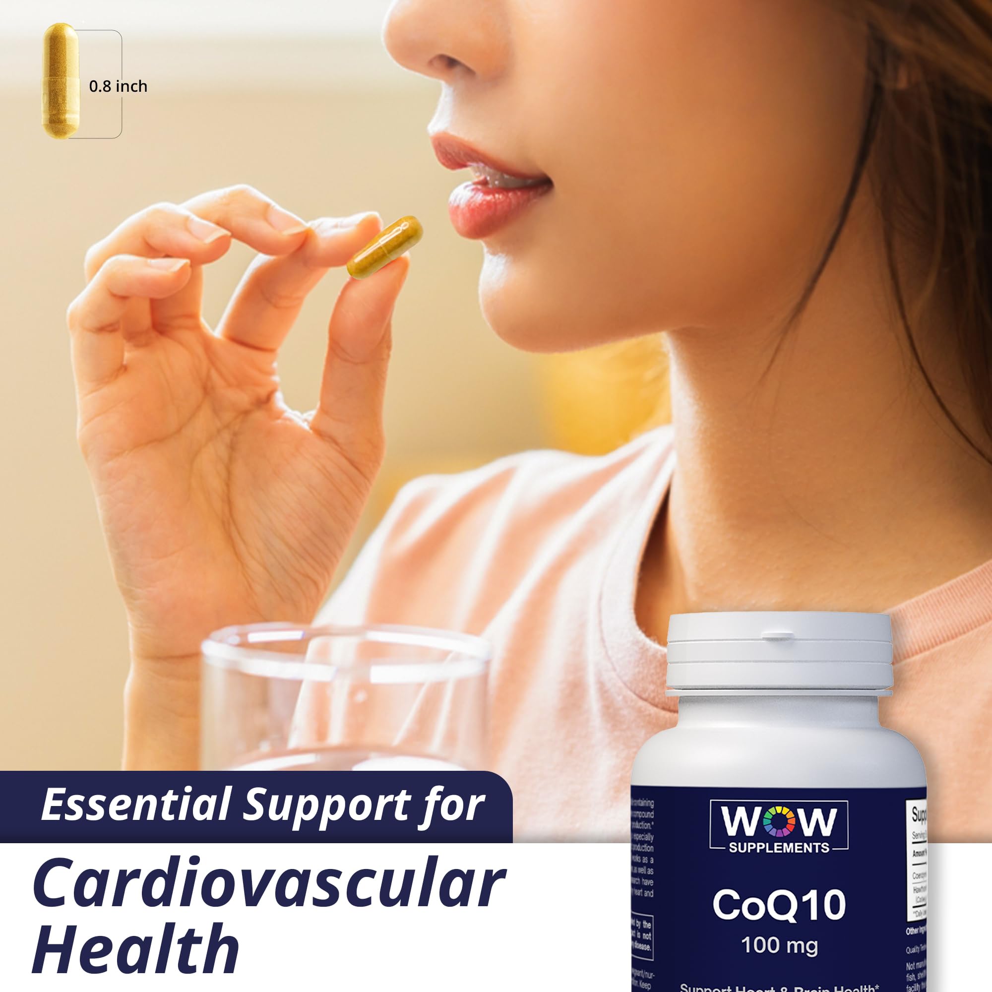 WOW Supplements CoQ10 100 mg with Hawthorn Berry - High Absorption CoQ10 100mg for Energy Production, Heart and Cellular Health - Non-GMO, Gluten-Free Coenzyme Q10 100mg Supplement - 90 Capsules — Amazon image 7