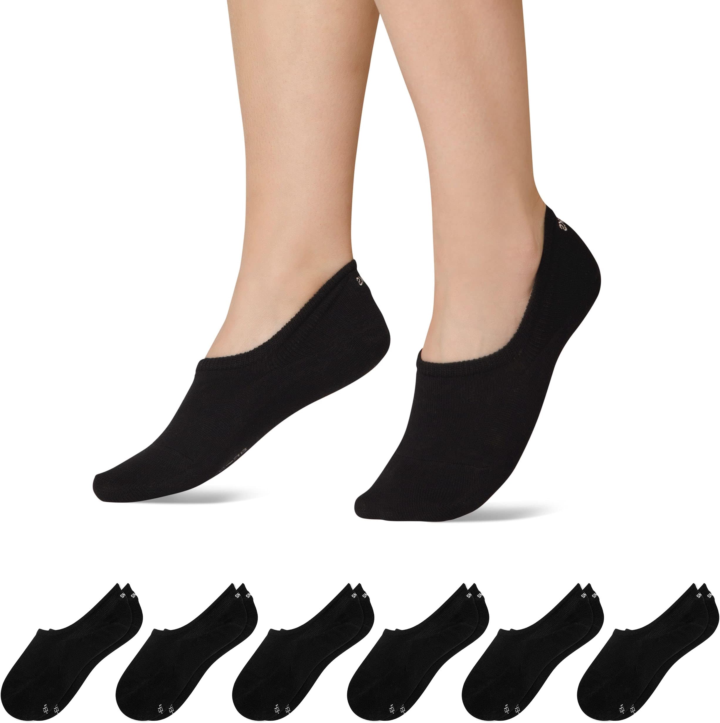 Snocks 6 pairs of No Show Socks - Unisex - Made out of Organic Cotton