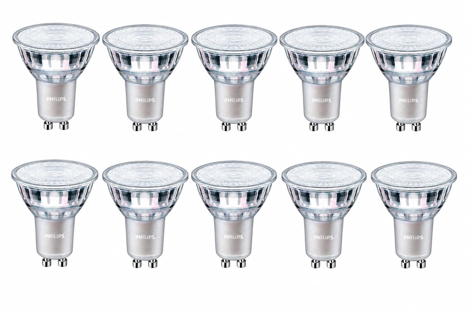 Philips 10x MASTER Value LEDspot PAR16 GU10, Warmweiß, 3,7 W, dimmbar, 355 lm, 60 Grad, 50 W Äquivalent, 220-240 V 10er SPARPACK