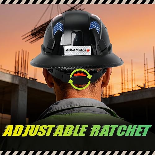 Miniatura 7 de Cascos De Construccion - Casco de ala completa con visera transparente aprobado por la OSHA y correa para la barbilla, casco de seguridad ajustable