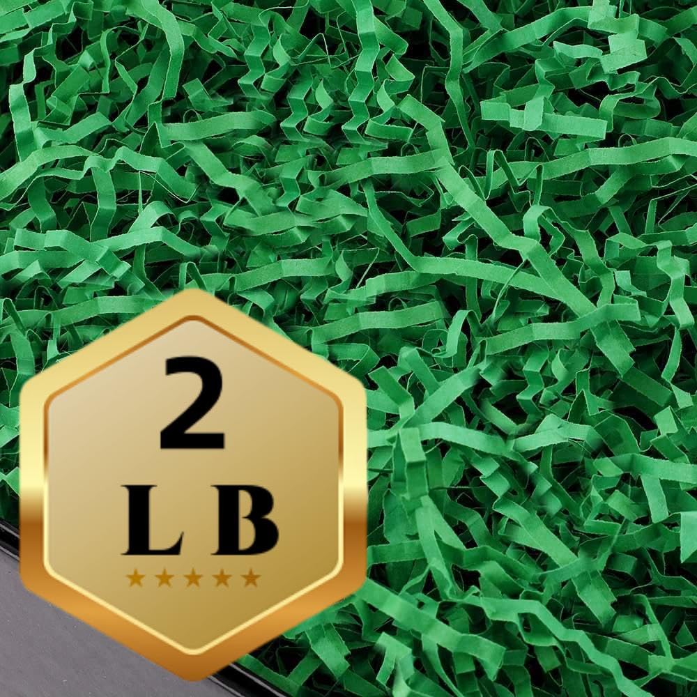 PLINJOY 0,9 kg marszczony papier do rozdrabniania papieru do kosza prezentowego, rozdrobnione pudełko z papieru konfetti, farsz, kosz wielkanocny, trawa (zielony)