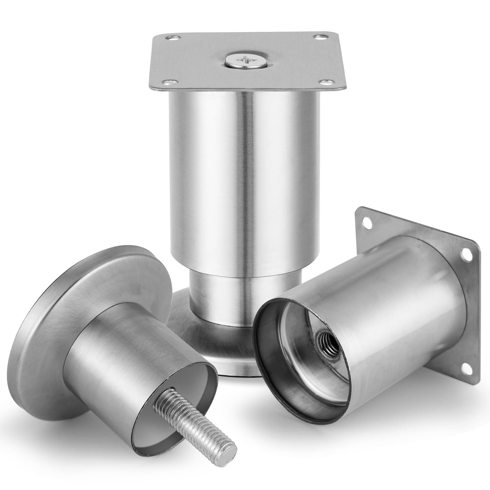 4 Stuks Verstelbare Meubelpoten - Roestvrijstalen Meubelpoot, Hoogte Verstelbaar 80-120 mm, Zwarte Metalen Poten voor Tafel, Kast, Bank of Bed