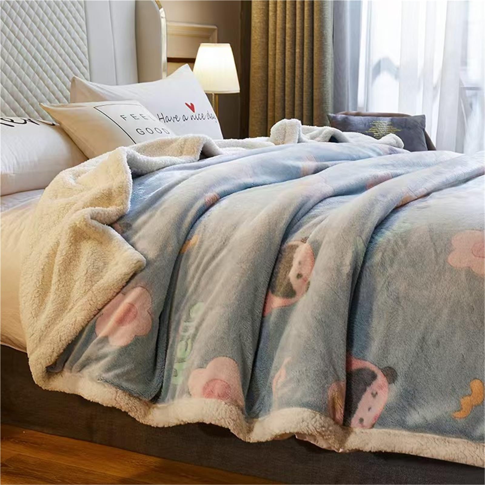 Thickened Anti-Static Nap Blankets, Silky Soft Warm Fleece Plush Blanket,Double-Layer and Machine Washable Cashmere Quilts,Warm Mattresses(Color5,180x200cm)