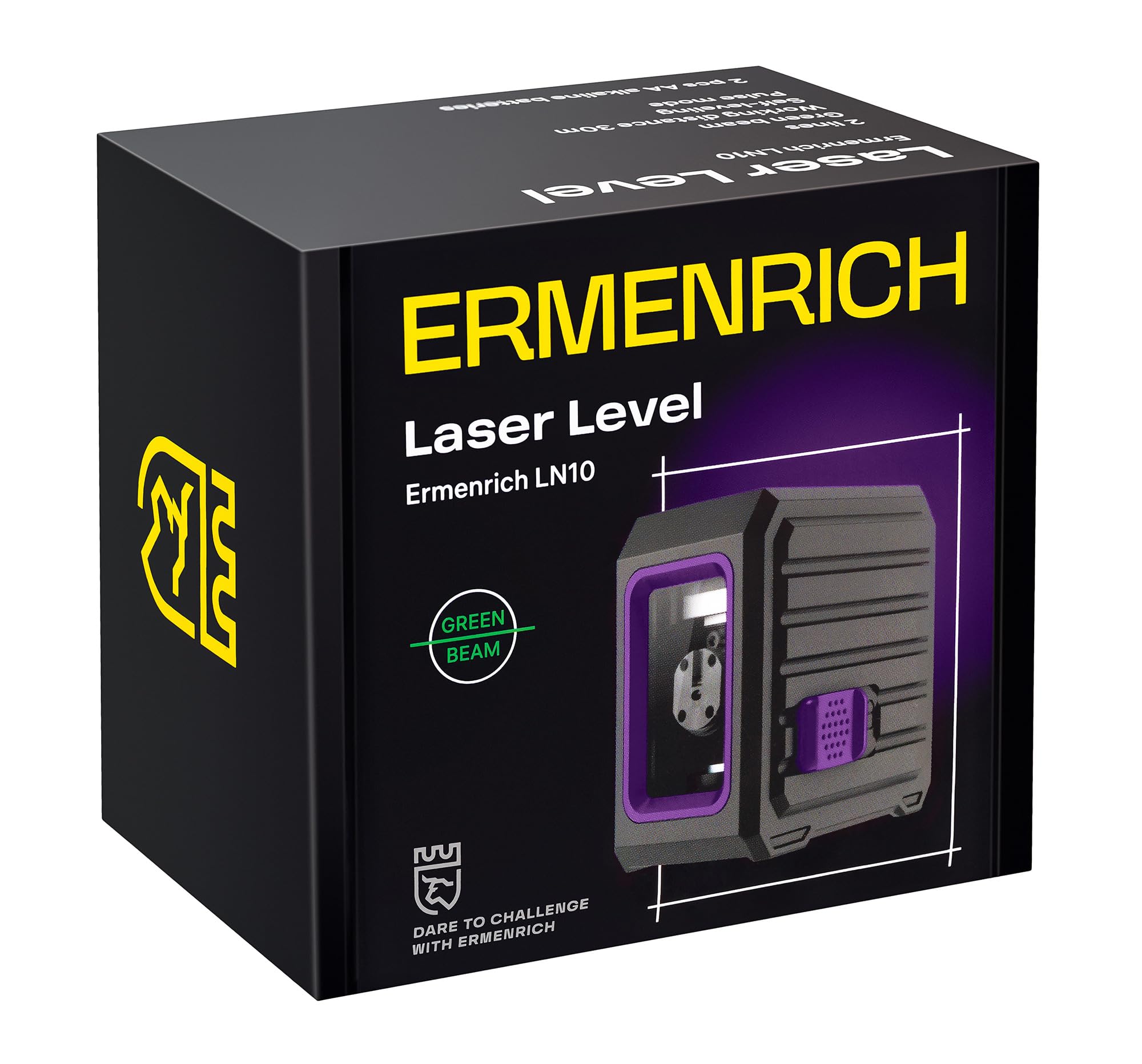 BASE LN10 Livella Laser Autolivellante 30m Modalità Impulso | Laser Orizzontale e Verticale a Linee Incrociate Verde, IP54 Impermeabile, Luminosità Regolabile, per Decorazione Domestica