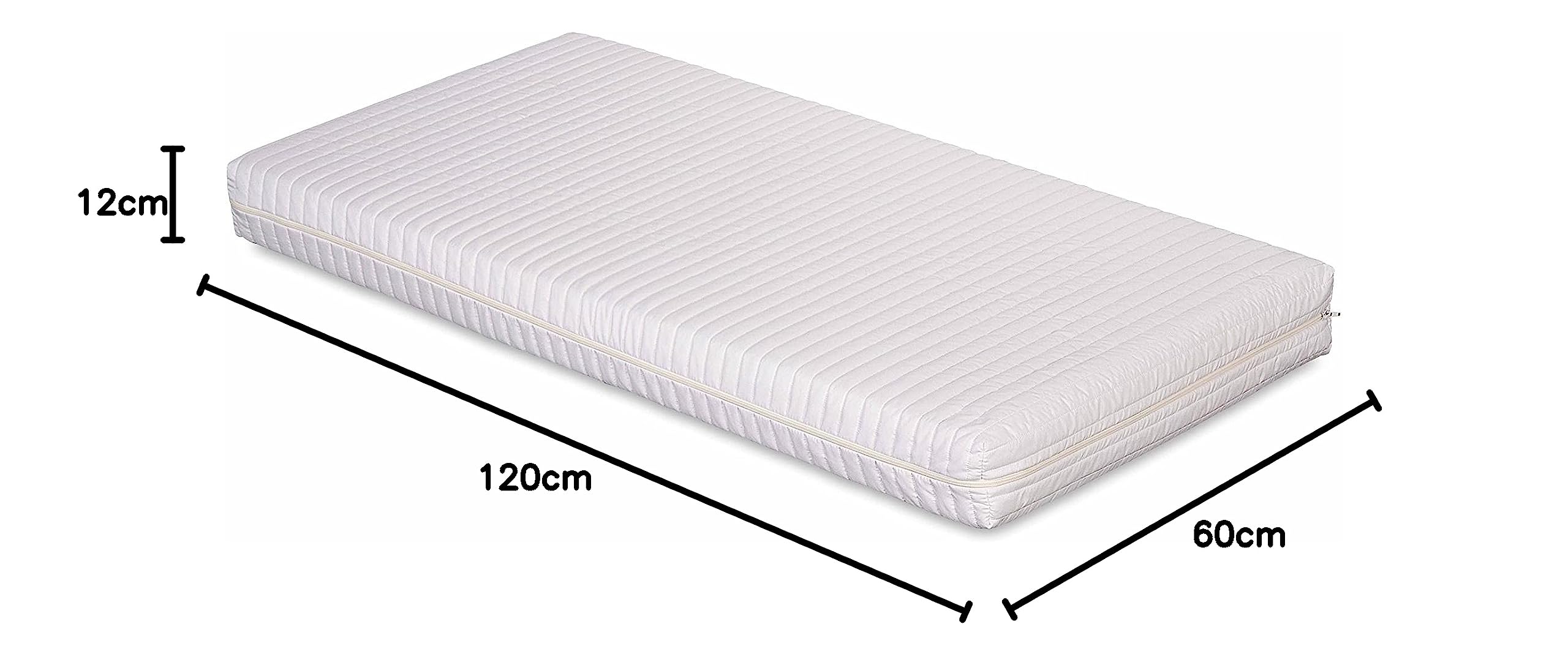 EVERGREENWEB Materasso per Culla Lettino Bimbo antisoffoco Alto 10 cm con Rivestimento sfoderabile e Lavabile in Lavatrice con guanciale antisoffoco in Omaggio. (Bianco, 60x120 cm)