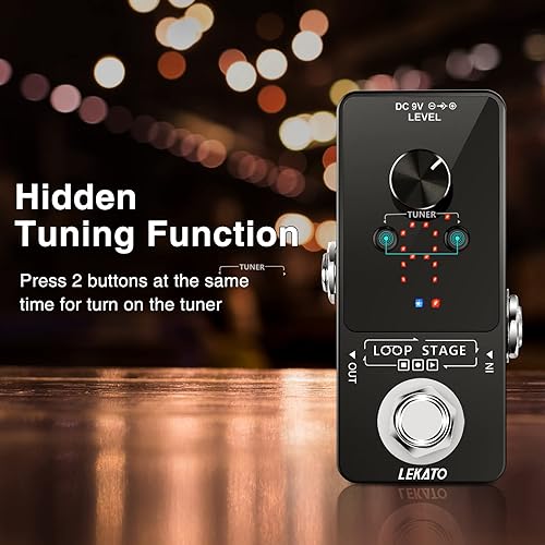 Miniatura 6 de LEKATO Looper - Pedal de guitarra, pedal afinador de bucle, 9 bucles, 40 minutos, tiempo de grabación, sobrecargas ilimitadas para guitarra