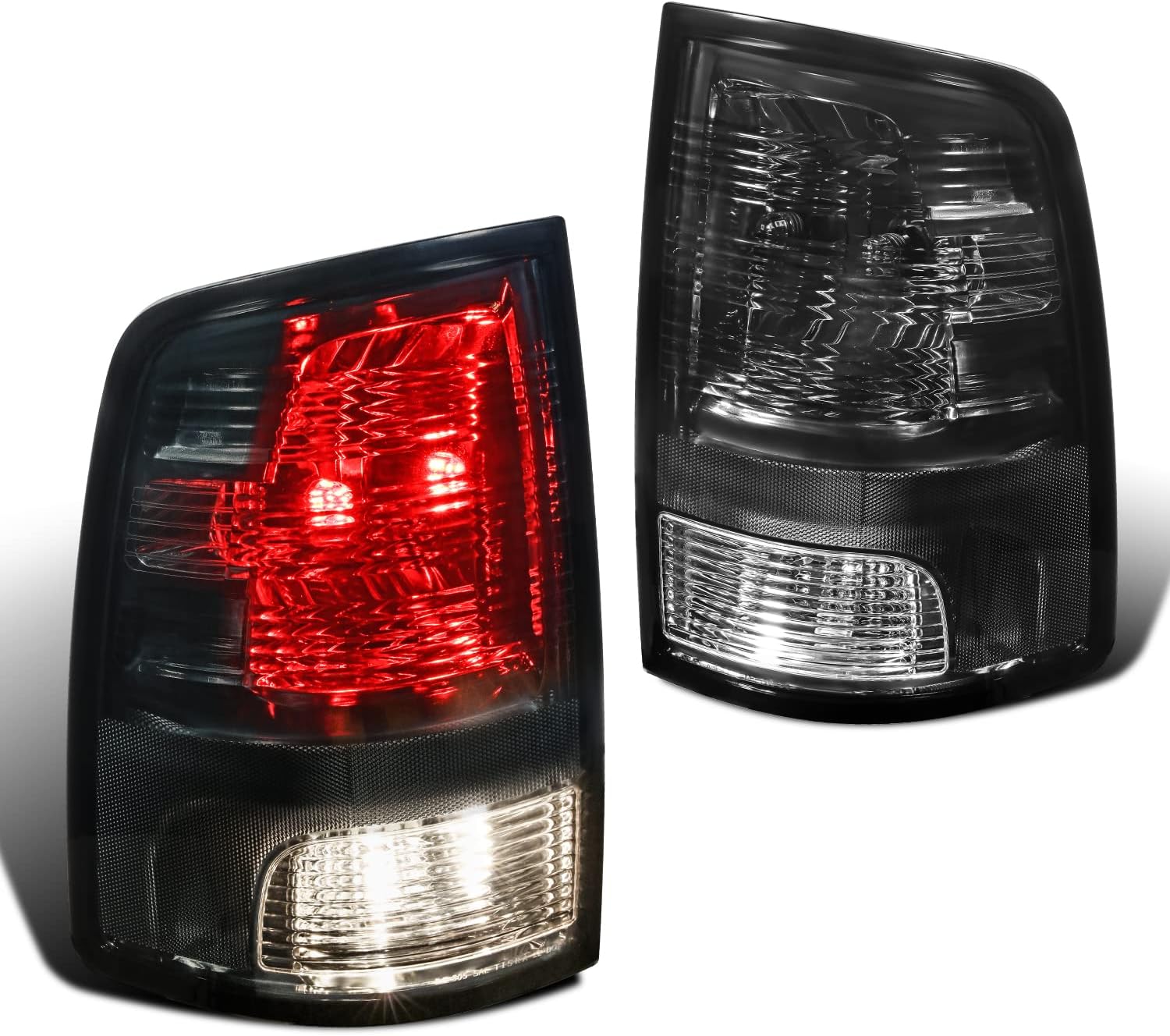 DNA MOTORING TL-ZTL-008-BKSM Pair of Tail Lights Compatible with 09-10 Dodge Ram 1500/11-18 Ram 1500 2500 3500,Smoked Lens