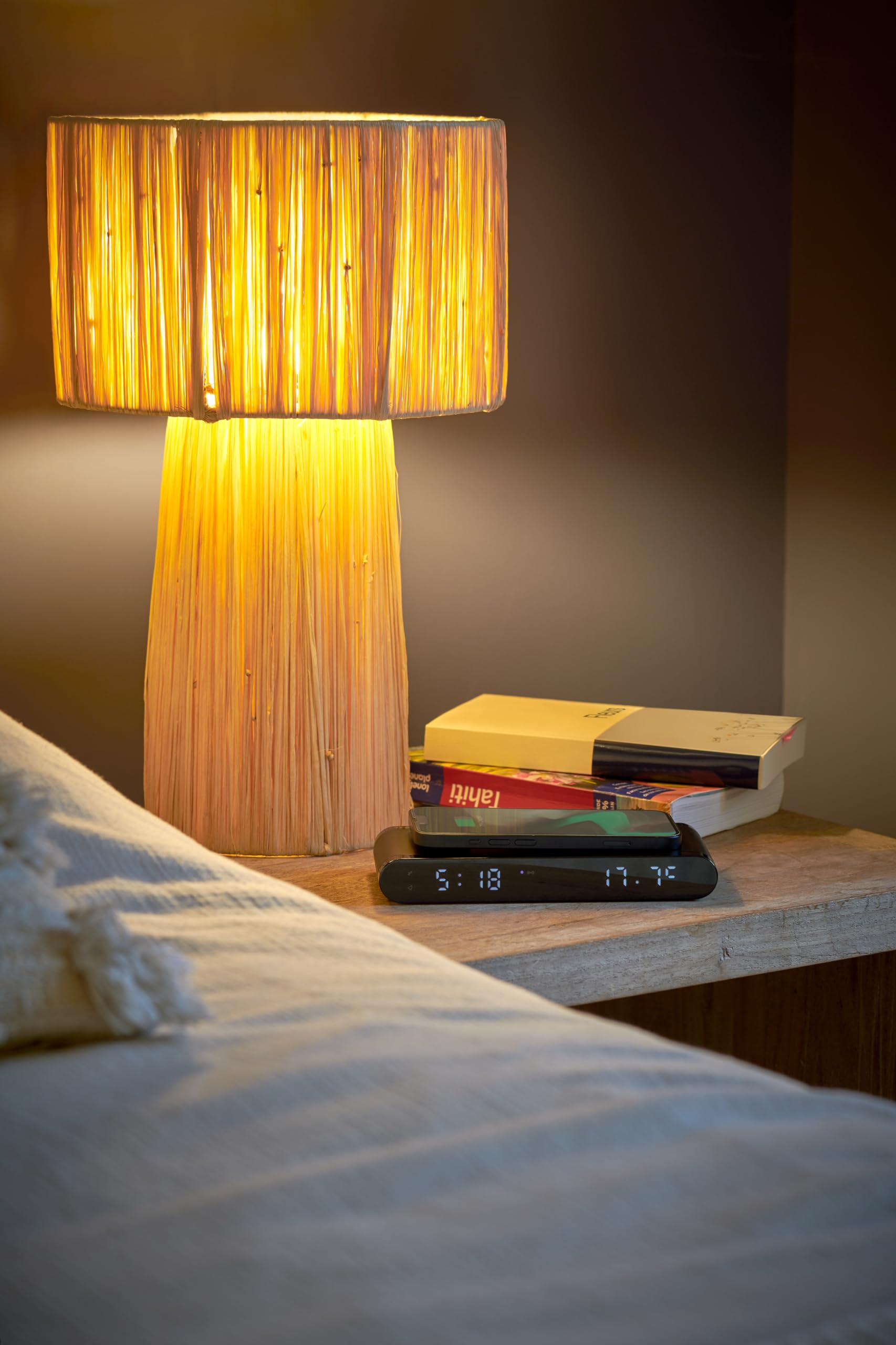 THOMSON Réveil avec Station de Charge sans Fil + Affichage de la température + Charge USB CT550I
