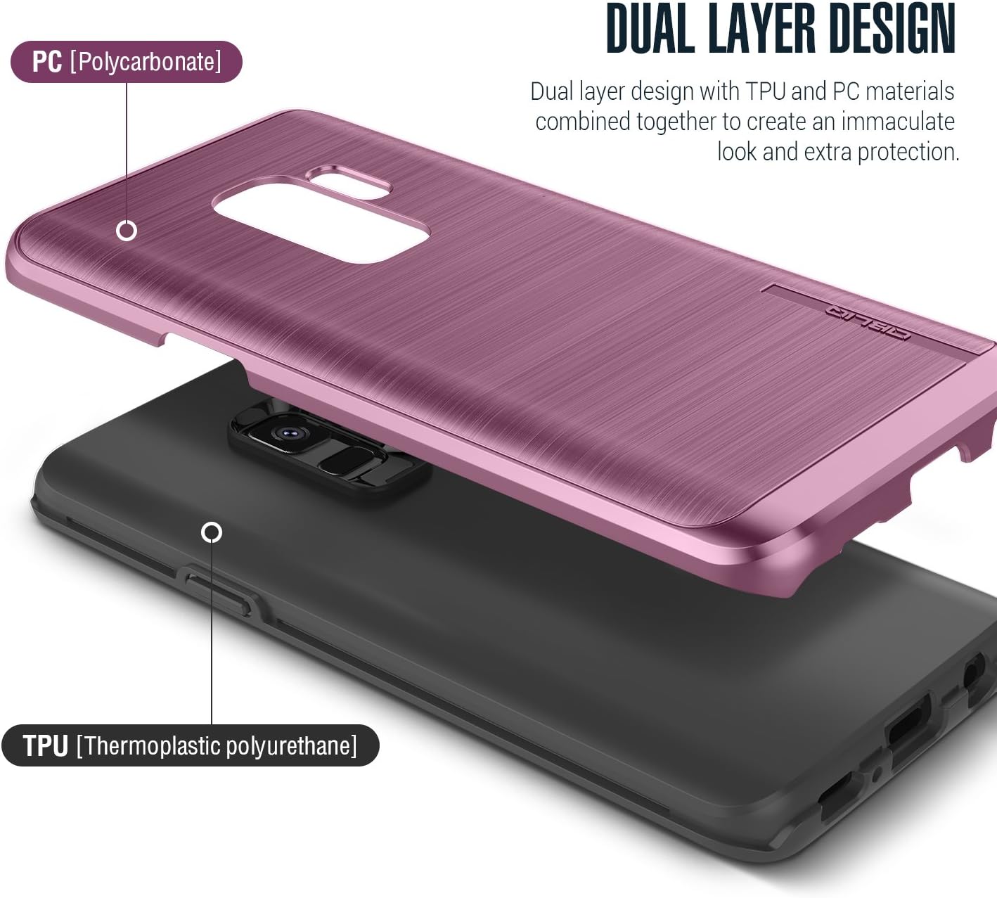Galaxy S9 Case, OBLIQ [Slim META], Slim Dual Layered Case, Inner TPU with Outer PC with a Metallic Brushed Finish and Anti-Shock Technology for The Samsung Galaxy S9 (2018) (Lilac Purple)