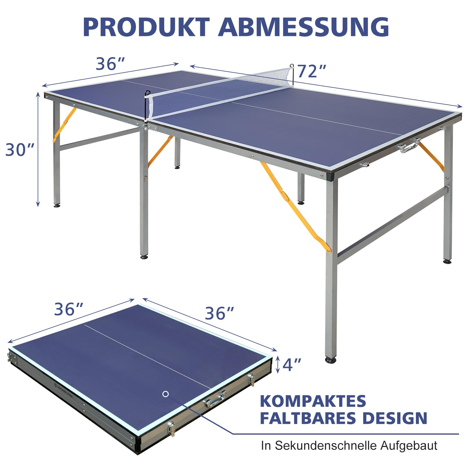 Folding Table Tennis Table 6x3 Feet Professional Tournament Grade with Balls Racket Set