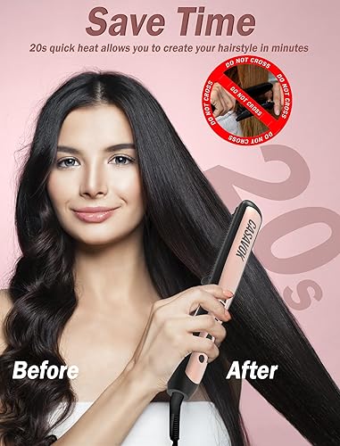 Miniatura 7 de Cepillo alisador de cabello con 6 ajustes de temperatura, alisador de cepillo 2 en 1 para mujeres, calor rápido 20S, peine recto de doble voltaje,