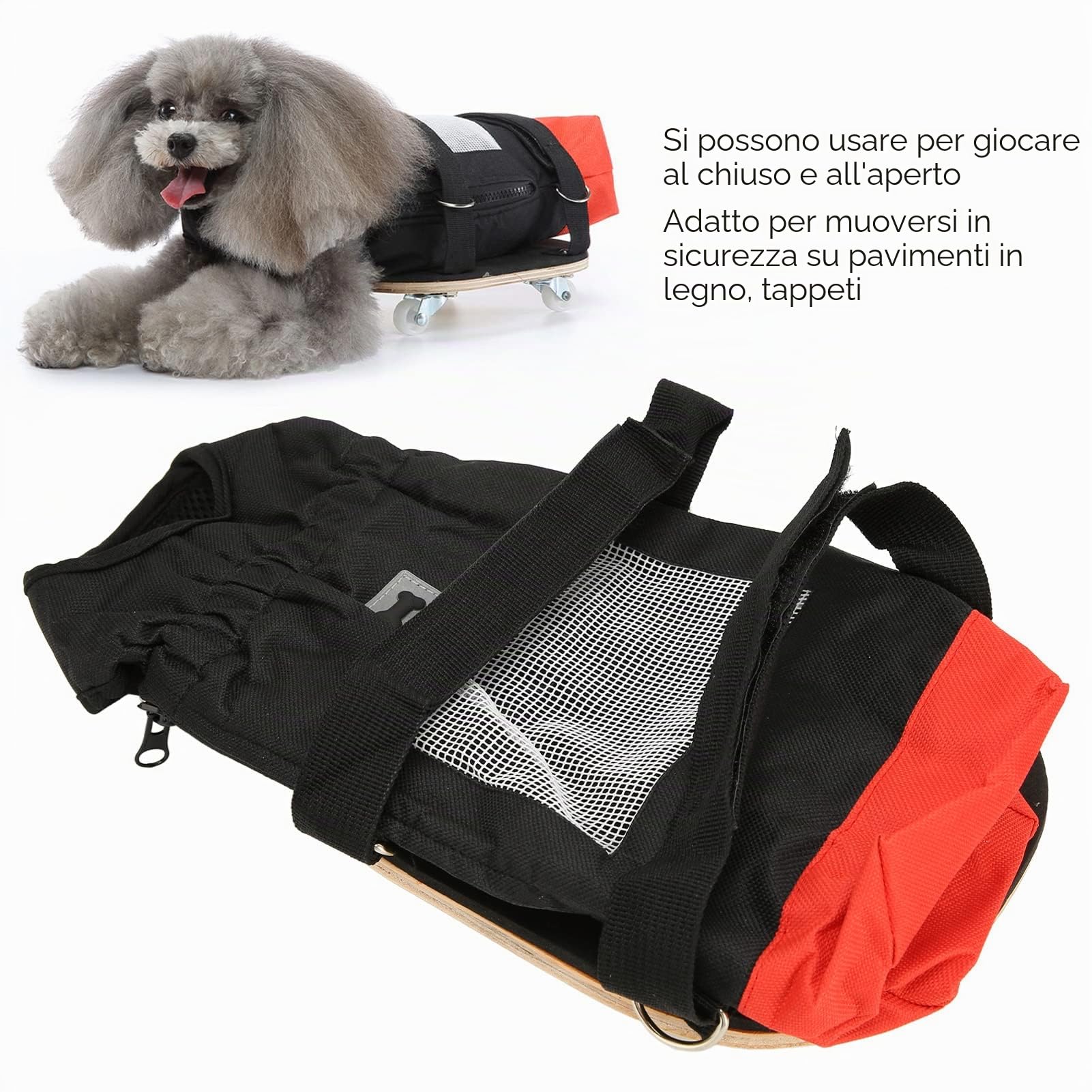 Sedia a Rotelle per Cani e Gatti per Zampe Posteriori, Scooter da Passeggio per Animali Domestici con Ruote Silenziose, Scooter per Cani con Assistenza per Gatti Disabili, Proteggi Il Torace e Gli (S