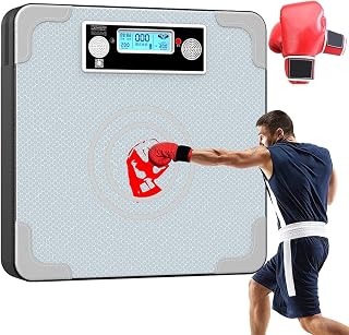 Adults Teenagers Boxing Reaction Training Pad,with Boxing Gloves,Smart Music Boxing Machine UK Boxing Bag Pad, Boxing Training Equipment Martial Arts Responds with Lights MusicSilver 40 x 40 x 7 cm