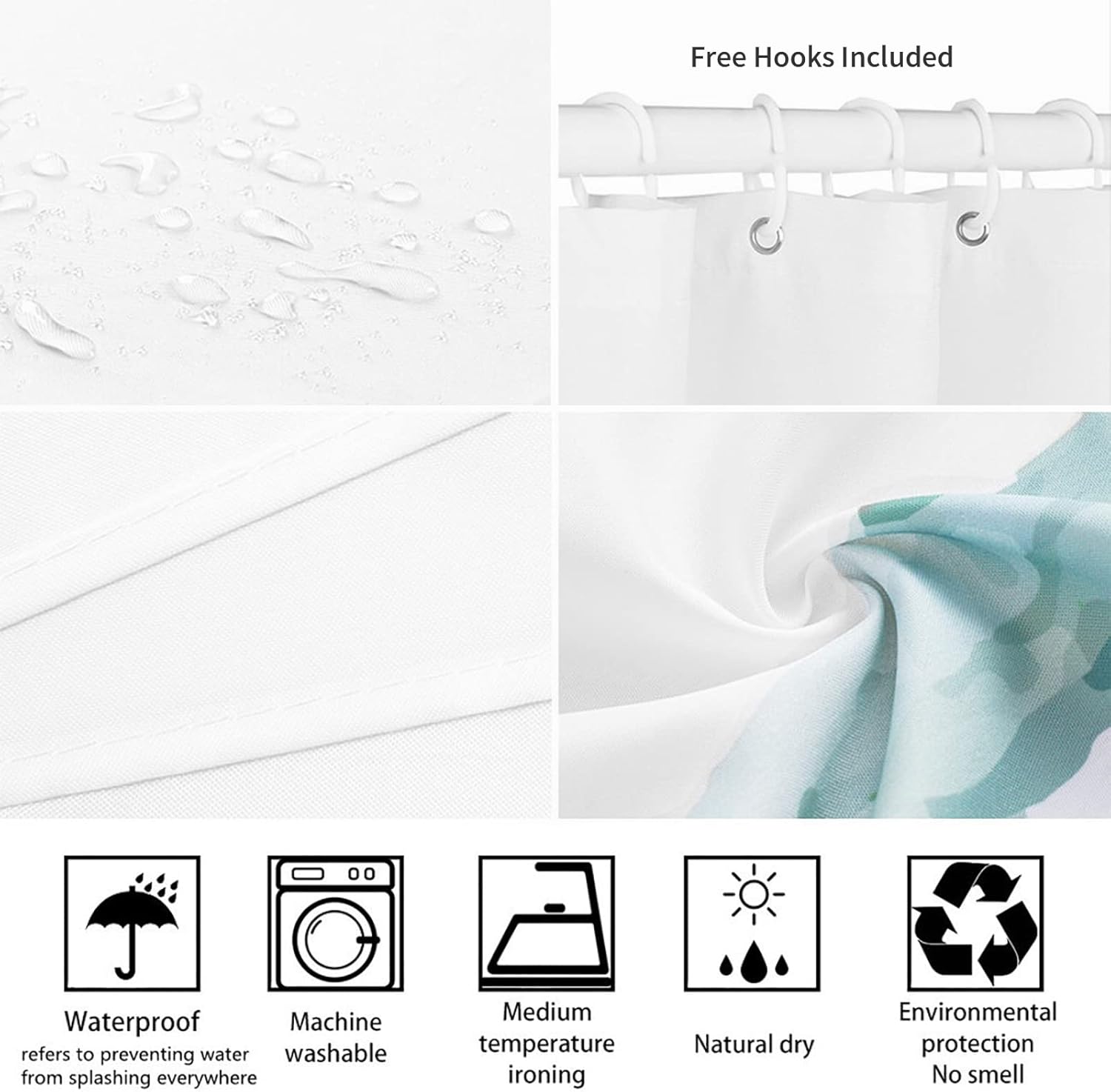 Fabric Bath Shower Curtain for Bathroom, Victorian Peacock Vintage Dictionary, Waterproof Shower Curtain Liner with 12 Hooks, Machine Washable, 72x78 Inch