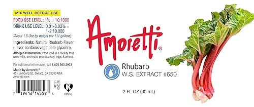 Miniatura 2 de Amoretti - Extracto de ruibarbo soluble en agua de 2 onzas - Altamente concentrado y perfecto para pasteles, salados, elaboración de cerveza y más,