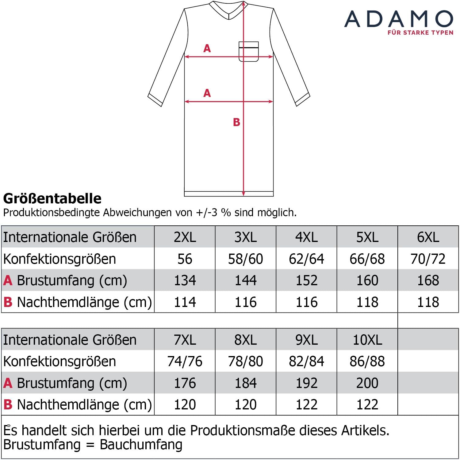 ADAMO Dunkelblaues Übergrößen Nachthemd, XXL bis 10XL