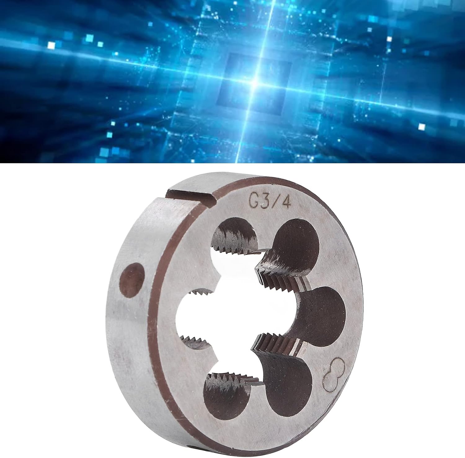 FLEXMAN G3/4 Pipe Die, 0.63in Thickness High Accuracy Alloy Steel Round Cylindrical Straight Screw Thread Die with 6 Chip Removal Holes