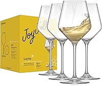 JoyJolt Layla Crystal White Wine Glasses Set of 4, 13.5oz - Dishwasher Safe, Made in Czech Republic