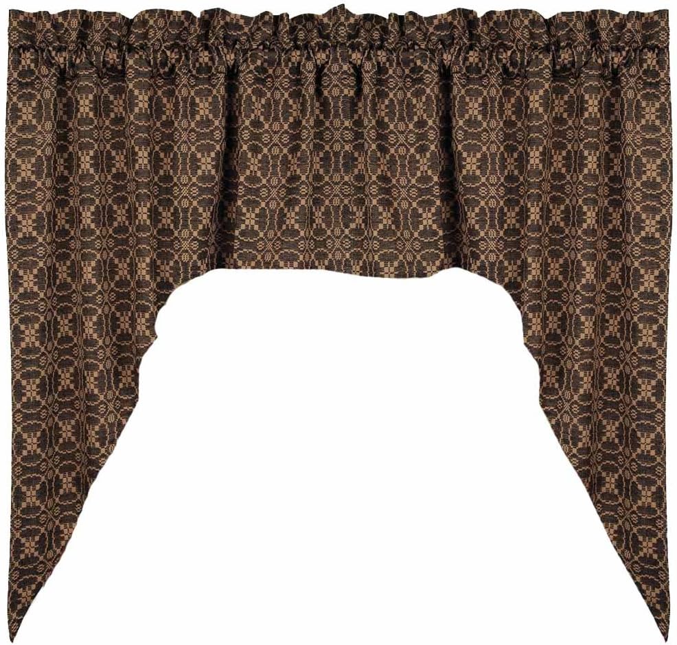 Home Collection by Raghu Marshfield Jacquard Black and Tan Swag, 72" x 36"