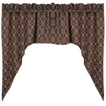 Home Collection by Raghu Marshfield Jacquard Black and Tan Swag, 72