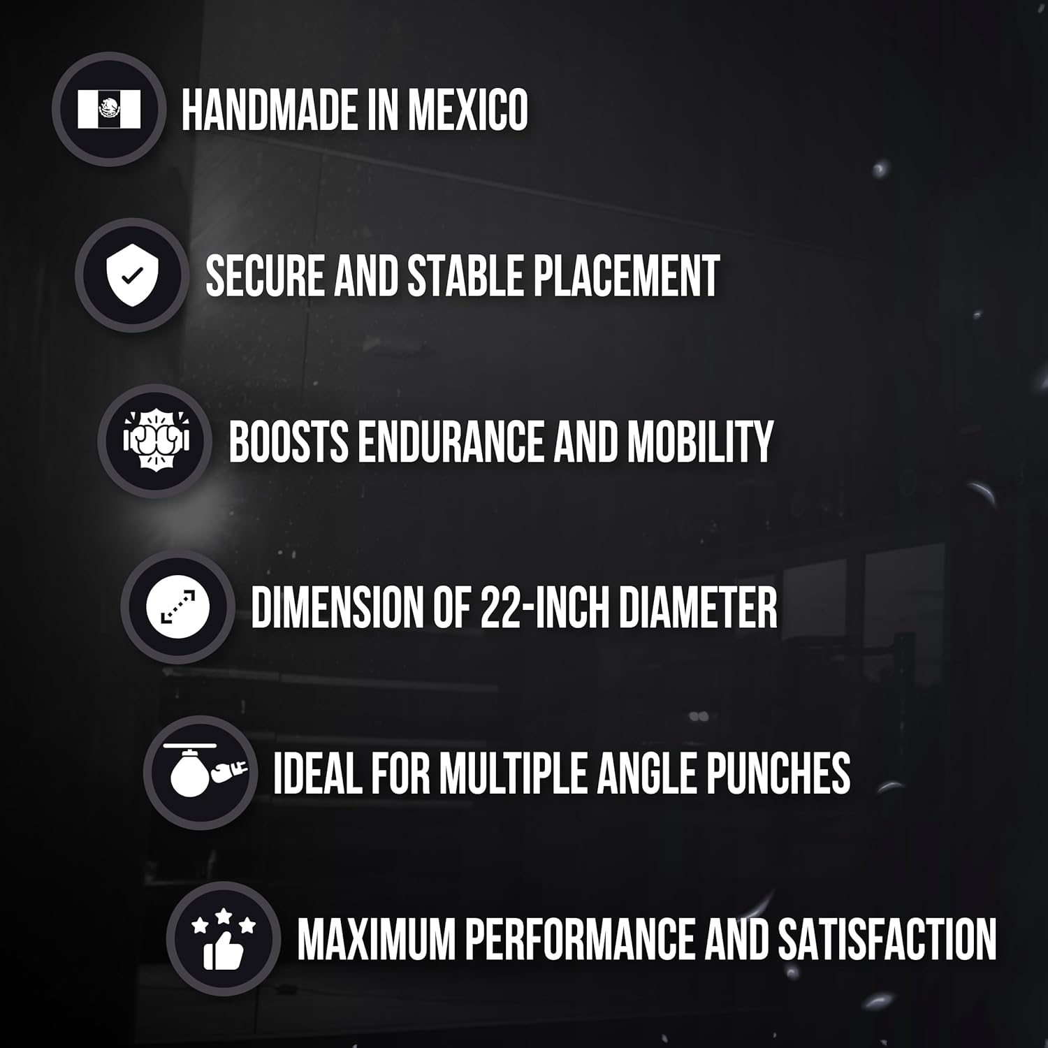 CLETO REYES Round Punching Heavy Bag for Adults Boxing Training Equipment, MMA, Kickboxing, Muay Thai, Vinyl Leather, Black