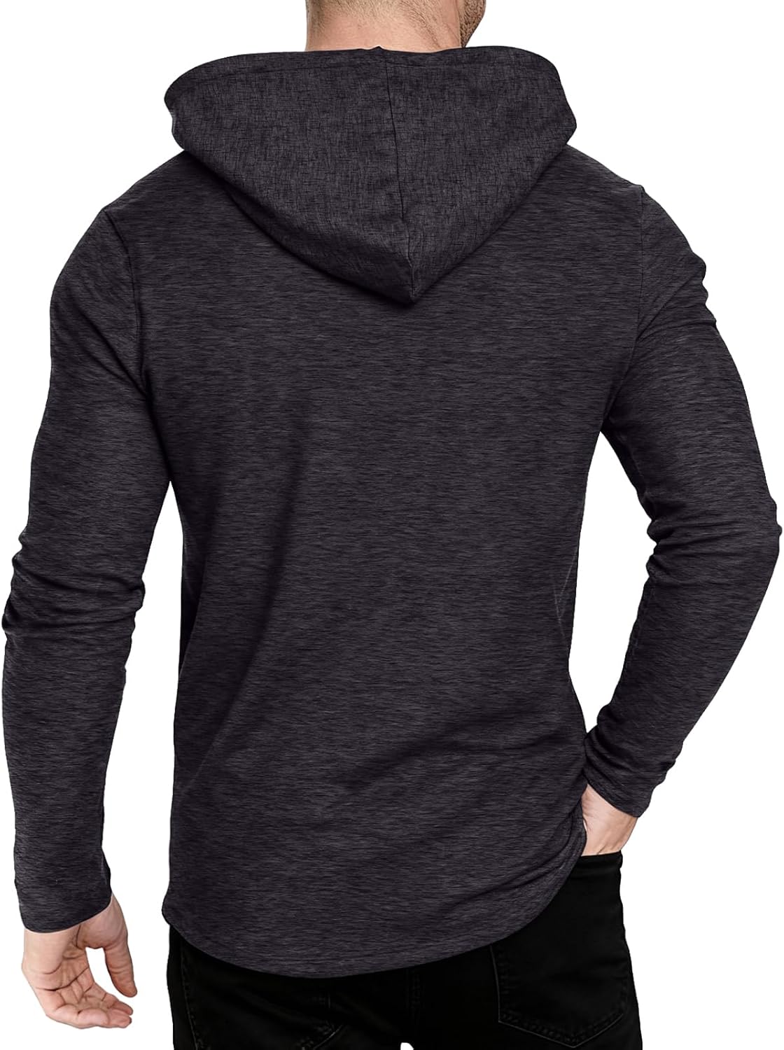 elselect Mens Fashion Athletic Hoodies Pullover Long Sleeve Casual Solid Color Sport Sweatshirts - Image 2