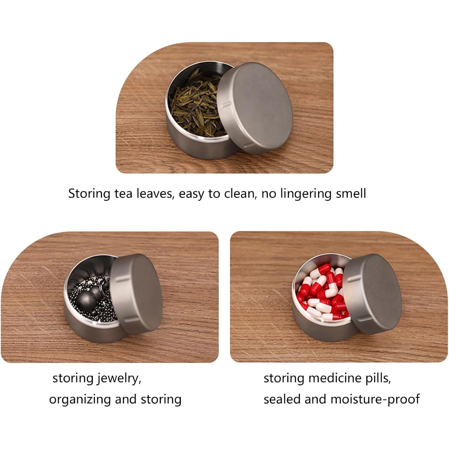 Luftdichte Titan Teedosen luftdicht kaffeedose für gemahlenen，Originalfarbe | Outdoor Reise Tablettendose für Unterwegs, Kleine Tee-Versiegelungsbox, Tragbarer Mini-Aufbewahrungsbehälter für Kaffeebohnen