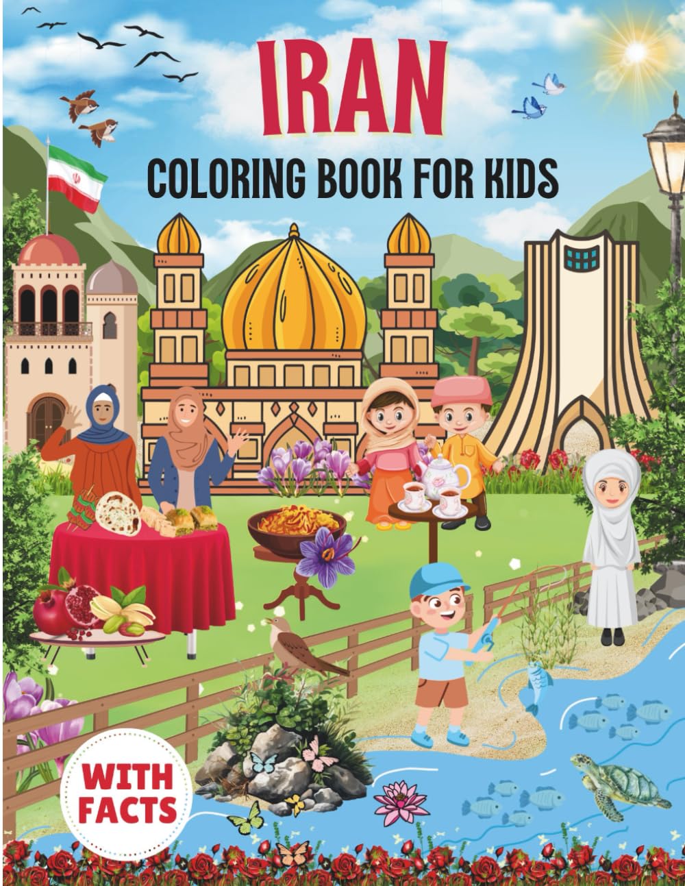 Iran Coloring Book for kids with facts