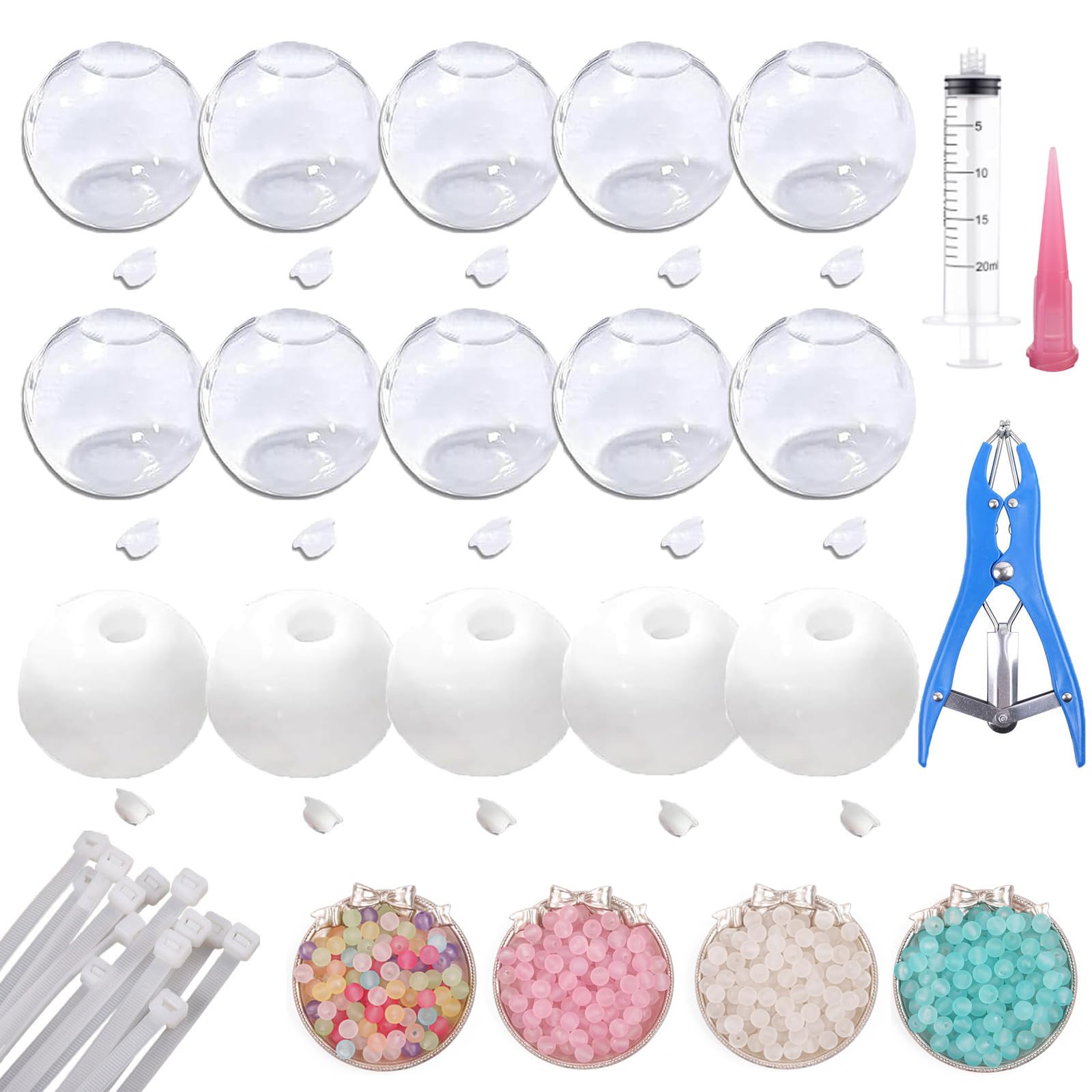 Kit DIY Para Hacer Pelotas Antiestrés – 15 Cáscaras, 4 Paquetes De Cuentas, Bomba Y Herramienta Expansora, Juguete Sensorial Crujiente Y Relajante