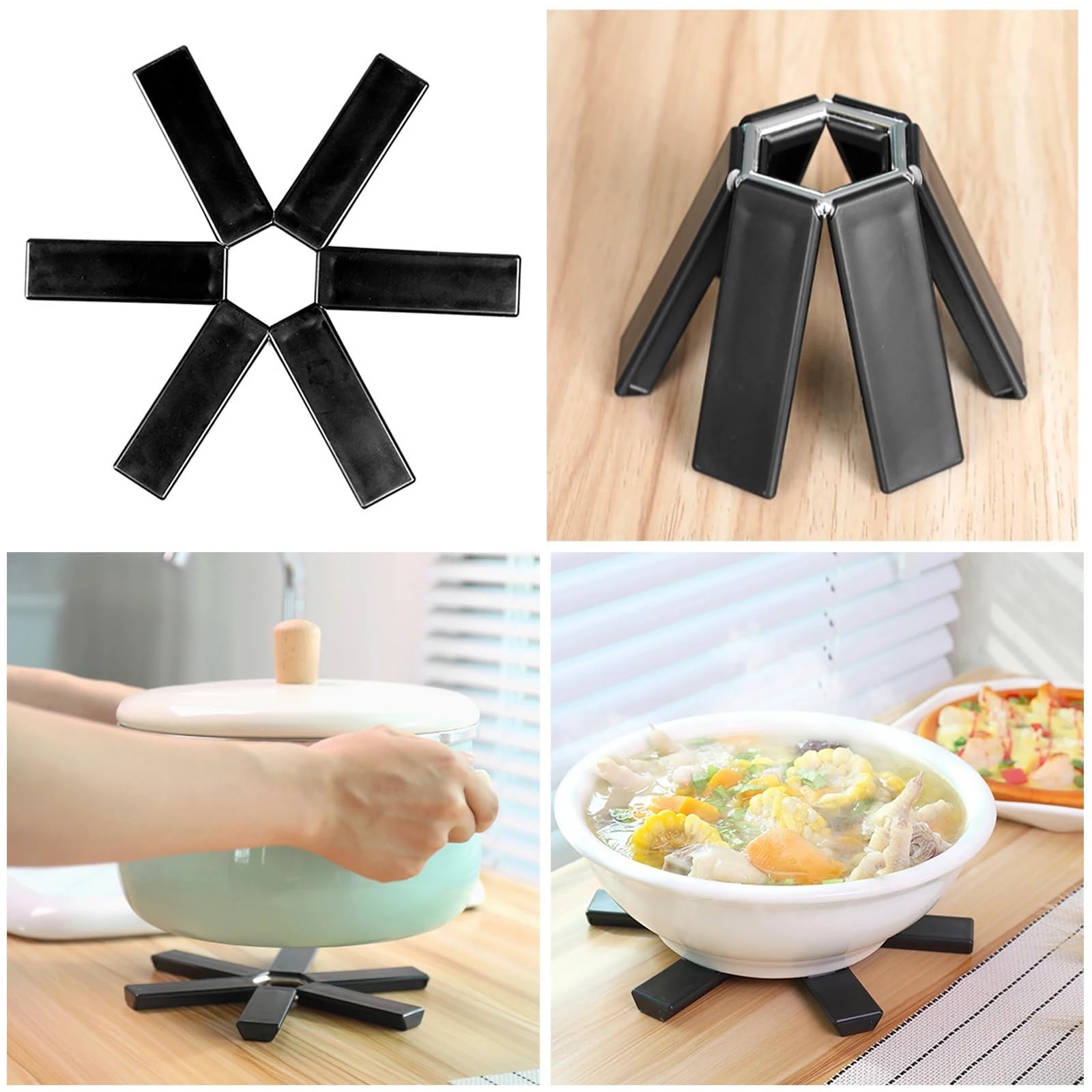 2/4/6 salvamanteles Plegables Antideslizantes y Extensibles for ollas Calientes, Almohadilla Aislante térmica, Accesorios de Cocina for sartenes para Encimeras De Cocina(4pcs)