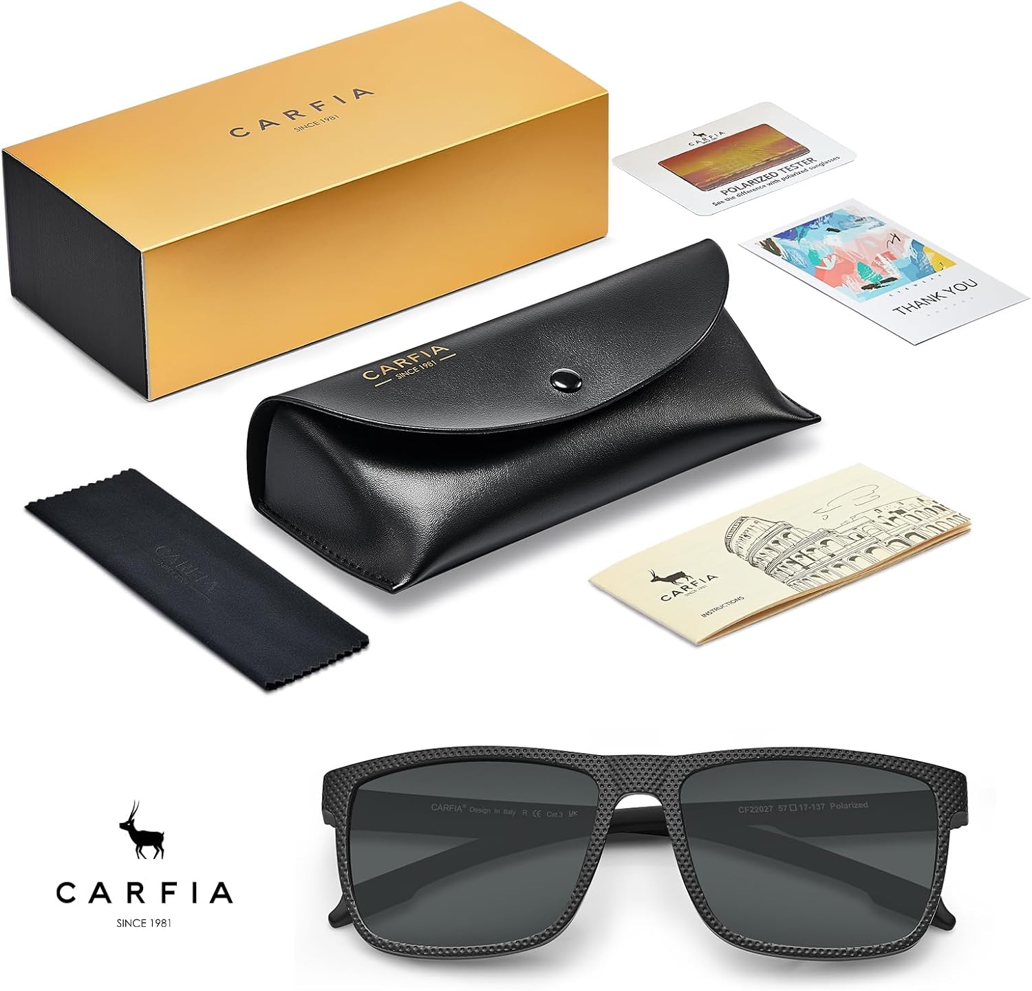 CARFIA Polarized Men's Sunglasses with Leather Case, Lightweight TR90 Sun Glasses UV Protection for Fishing Driving Cycling - Image 7