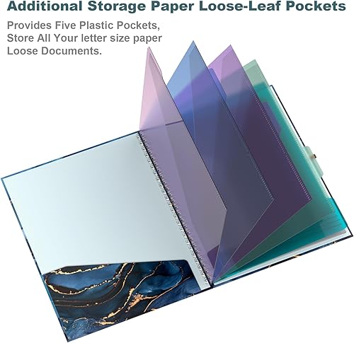 Miniatura 65 de Hongri Clipboard Folio with Refillable Lined Notepad, 8.5 x 11 Folders with Storage 10 Pockets, Spiral Portfolio, Size 12.8x 9.7 in, Office & School