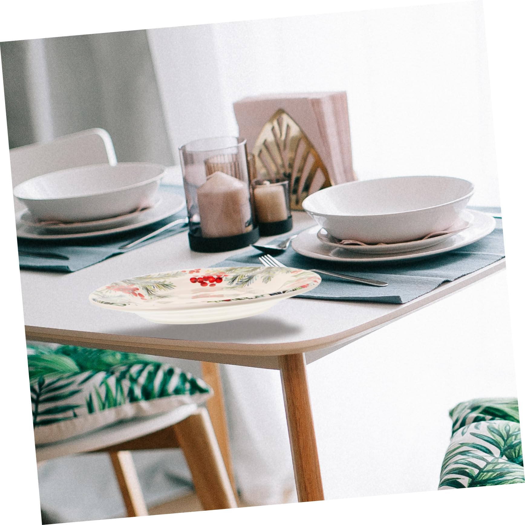 SHOWERORO Plato Cerámico Redondo Para Almacenamiento y Servicio De Comida Decoración Navideña Para y Celebraciones Diseño Navidad