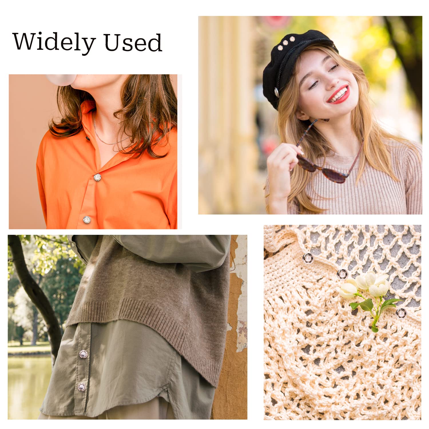 100 Sets Pearl Brooch Pins for Women, Brooch Pin Assorted Instant Buttons Shirt Lapel Brooch Pins Cover Up Buttons Pin for Shirts Clothing Jeans Coat Dress Sweater Hat Bags Decoration Accessories, 4 71L24L7LP8L. SL1500