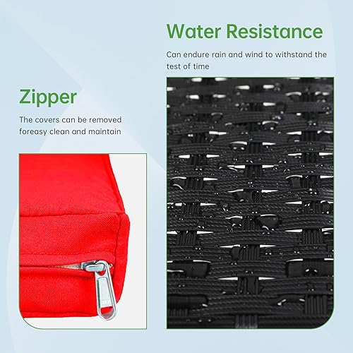 Miniatura 6 de PayLessHere Juego de muebles de exterior, 4 piezas, juego de muebles modulares de patio, juego de conversación resistente al agua con 3 sillas de