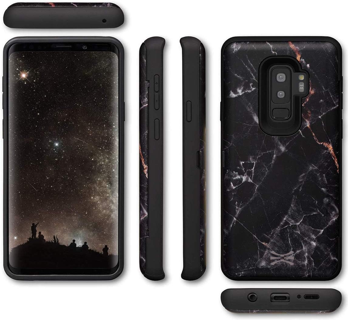 TORU CX PRO Case for Galaxy S9 Plus, with Card Holder | Slim Protective Shockproof Cover with Hidden Credit Cards Wallet Flip Slot Compartment Kickstand | Include Mirror and USB Adapter - Marble