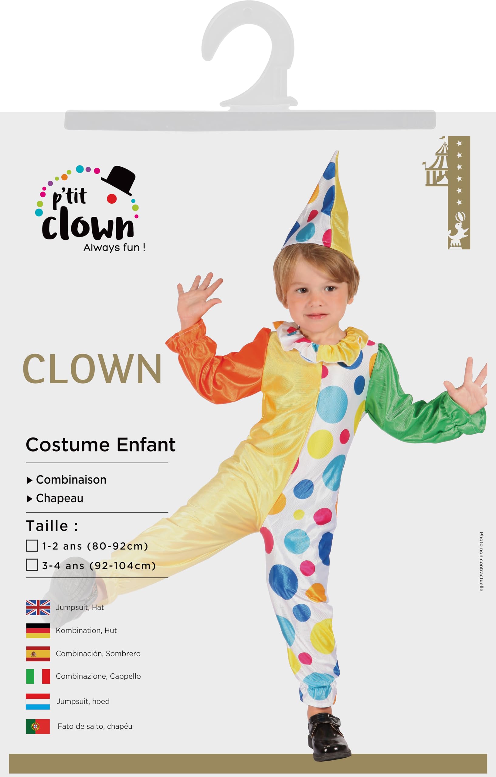 P'tit Clown - 16202 - Cape Enfant Avec Col - 60 Cm - Parfaite Pour