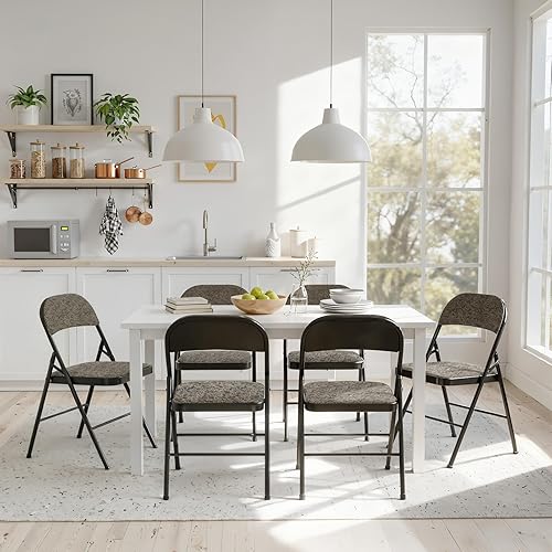 Miniatura 8 de DUMOS Paquete de 2 sillas plegables con cojín acolchado y respaldo, juego de sillas de comedor portátiles apilables de tela, para el hogar y la