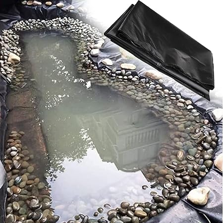 Image HPDONM Pond Liner, HDPE Pond Skins Small Fish Pond Liners Rubber Pond Tarp Easy Cutting Underlayment for Fountains, Waterfall & Water Gardens,10×12m