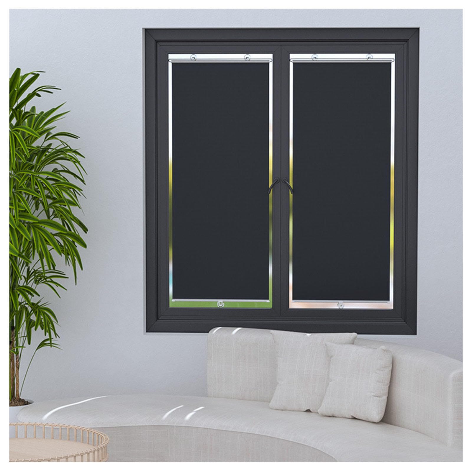 DECAKE Blackout Roller Shades with Suction Cups,Retractable Sunshade Roll Up Blinds,Window Blinds,Portable Curtains,Temporary Blinds No Drilling,Sunscreen/Privacy Protection,W×H-55 * 150cm(55 59in)