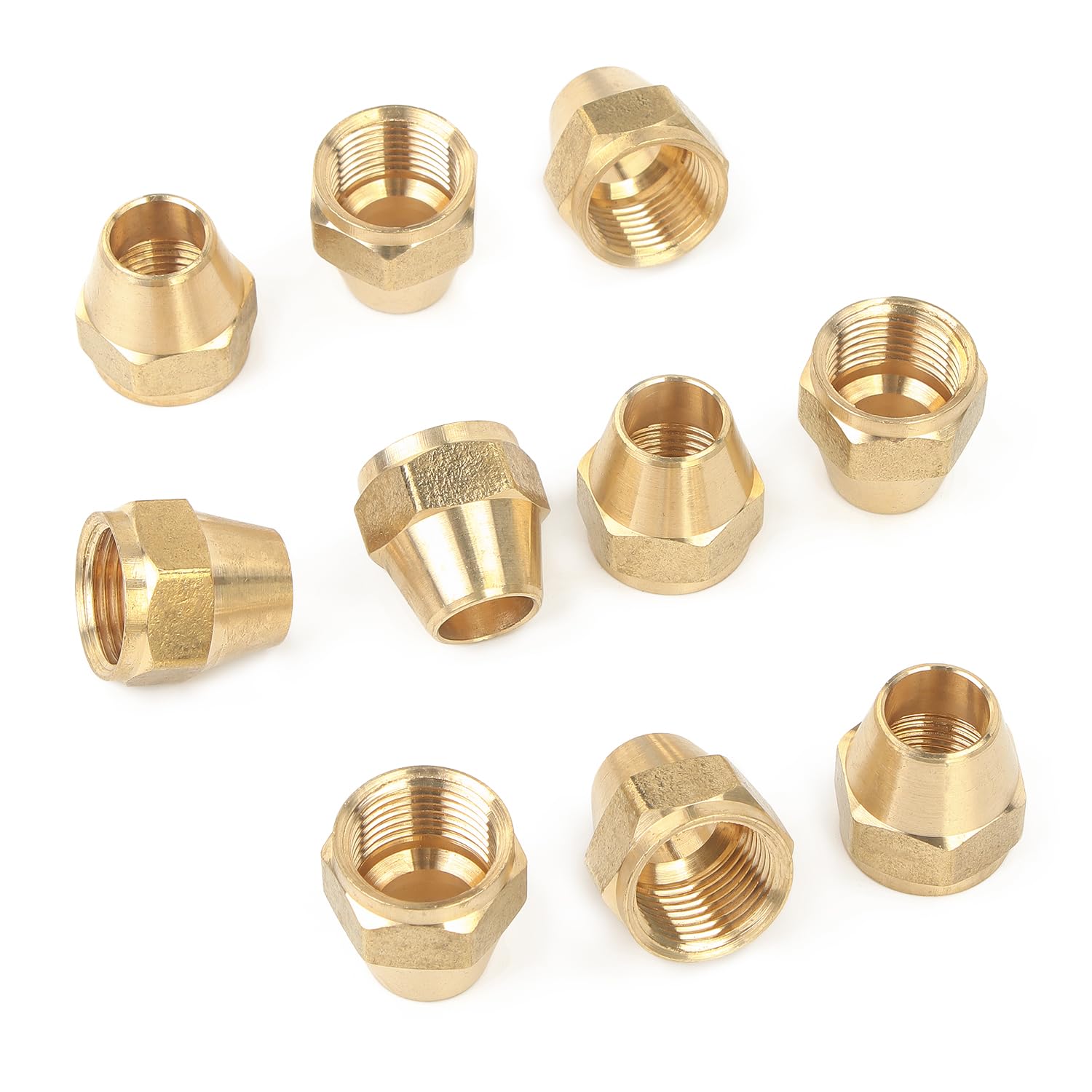 Generic Brass 1/2" OD Short SAE 45 Deg Flare Nut ,Brass Flare Tube Fitting(Pack of 10)-image-20