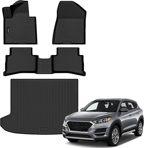Miniatura 18 de Auxko Alfombrillas para todo tipo de clima, aptas para Hyundai Palisade 7 y 8 asientos 2020-2024 2025, juego de accesorios de goma de elastómero