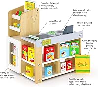 Vista 3 de Playtime by Eimmie Set de muebles para muñeca de 18 pulgadas Tienda de comestibles - Juego de madera con 25+ accesorios, Compatible con muñecas