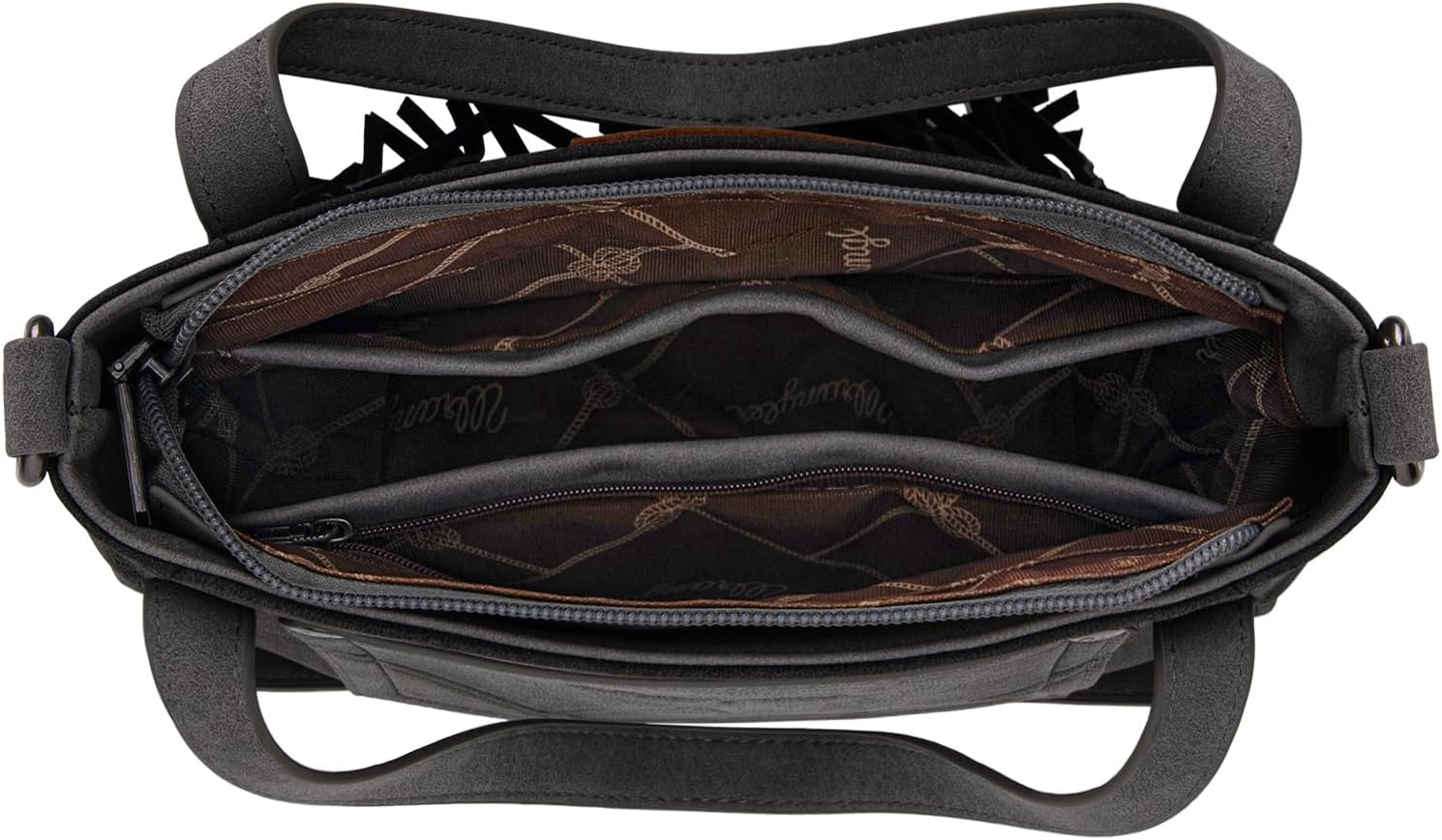 Wrangler Fringe Top-Handle Bag Medium Western Crossbody Purse for Women WG162-8136BK